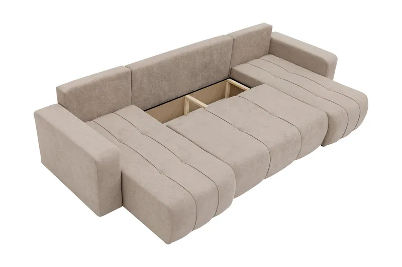 Flo Bäddsoffa Dubbeldivan 4-sits i Plysch - Vit - Products - Möbler - Soffa - Bäddsoffa - Bäddsoffa divan