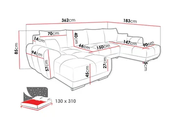 Simerly Bäddsoffa Dubbeldivan 4-sits - Beige - Products - Möbler - Soffa - Bäddsoffa - Bäddsoffa divan
