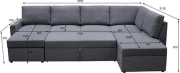 Bäddsoffa Dream U-form - Mörkgrå - Products - Möbler - Soffa - Bäddsoffa - U bäddsoffa