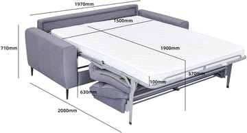 Bäddsoffa framåtäddad - Grå Hoven - Grå - Products - Möbler - Soffa - Bäddsoffa - Framåtbäddad bäddsoffa