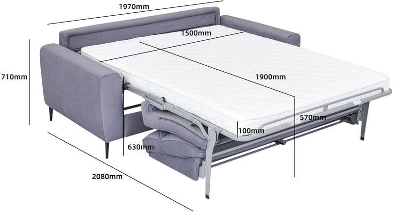 Bäddsoffa framåtäddad - Grå Hoven - Grå - Products - Möbler - Soffa - Bäddsoffa - Framåtbäddad bäddsoffa