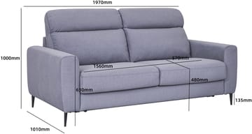 Bäddsoffa framåtäddad - Grå Hoven - Grå - Products - Möbler - Soffa - Bäddsoffa - Framåtbäddad bäddsoffa