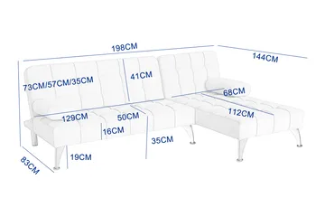 Bäddsoffa med divan brun sammet 198 cm - brun - Products - Möbler - Soffa - Bäddsoffa - Bäddsoffa divan