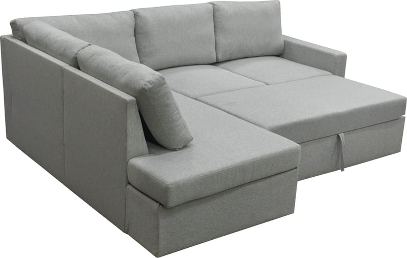 Bäddsoffa med förvaring 232 cm bred - Ljusgrå - Products - Möbler - Soffa - Bäddsoffa - Hörnbäddsoffa