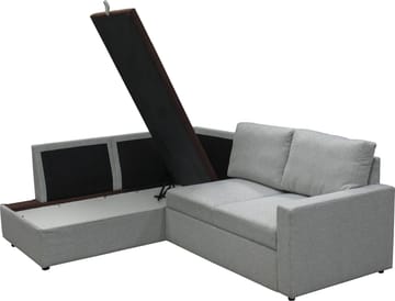 Bäddsoffa med förvaring 232 cm bred - Ljusgrå - Products - Möbler - Soffa - Bäddsoffa - Hörnbäddsoffa
