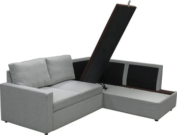 Bäddsoffa med förvaring 232 cm bred - Ljusgrå - Products - Möbler - Soffa - Bäddsoffa - Hörnbäddsoffa