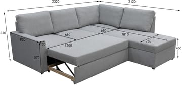 Bäddsoffa med förvaring - Grå - Products - Möbler - Soffa - Bäddsoffa - Hörnbäddsoffa