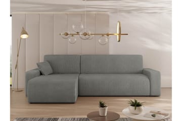 Barile Bäddsoffa med Divan 3-sits i Plysch - Grå - Products - Möbler - Soffa - Bäddsoffa - Bäddsoffa divan