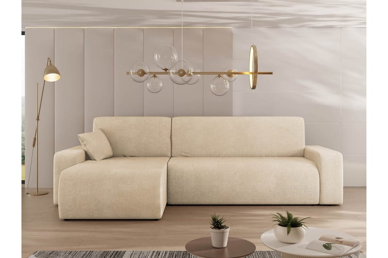 Barile Bäddsoffa med Divan 3-sits i Plysch - Beige - Products - Möbler - Soffa - Bäddsoffa - Bäddsoffa divan