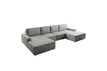 Bella Bäddsoffa Dubbeldivan 4-sits i Plysch - Grå - Products - Möbler - Soffa - Bäddsoffa - U bäddsoffa