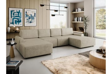 Bella Bäddsoffa Dubbeldivan 4-sits i Plysch - Beige - Products - Möbler - Soffa - Bäddsoffa - U bäddsoffa
