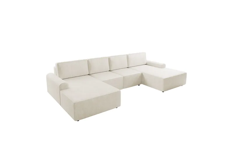 Bella Bäddsoffa Dubbeldivan 4-sits i Plysch - Beige - Products - Möbler - Soffa - Bäddsoffa - U bäddsoffa