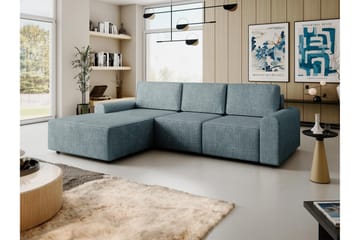 Bella Bäddsoffa med Divan 3-sits i Plysch - Grå - Products - Möbler - Soffa - Bäddsoffa - Bäddsoffa divan