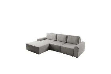 Bella Bäddsoffa med Divan 3-sits i Plysch - Grå - Products - Möbler - Soffa - Bäddsoffa - Bäddsoffa divan