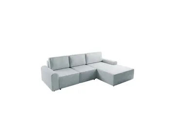 Bella Bäddsoffa med Divan 3-sits i Plysch - Grå - Products - Möbler - Soffa - Bäddsoffa - Bäddsoffa divan