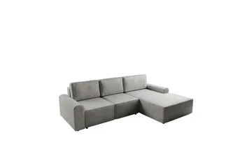 Bella Bäddsoffa med Divan 3-sits i Plysch - Grå - Products - Möbler - Soffa - Bäddsoffa - Bäddsoffa divan