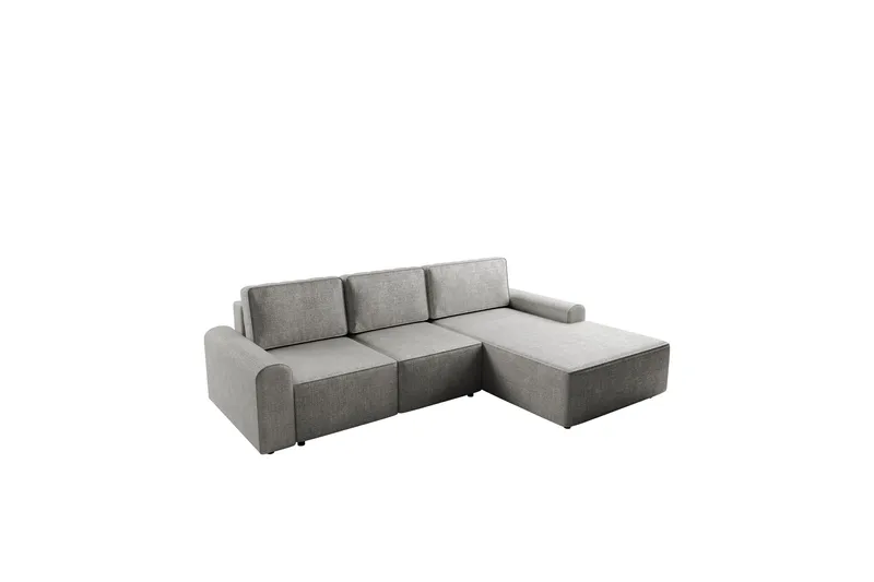 Bella Bäddsoffa med Divan 3-sits i Plysch - Grå - Products - Möbler - Soffa - Bäddsoffa - Bäddsoffa divan