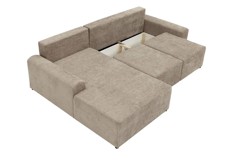 Bella Bäddsoffa med Divan 3-sits i Plysch - Beige - Products - Möbler - Soffa - Bäddsoffa - Bäddsoffa divan