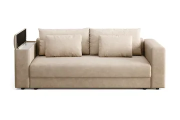 Bergen Extra djup 3-sits Bäddsoffa med Bäddmadrass i Latex och Tvättbar klädsel - Beige Tyg - Products - Möbler - Soffa - Bäddsoffa - 3 sits bäddsoffa