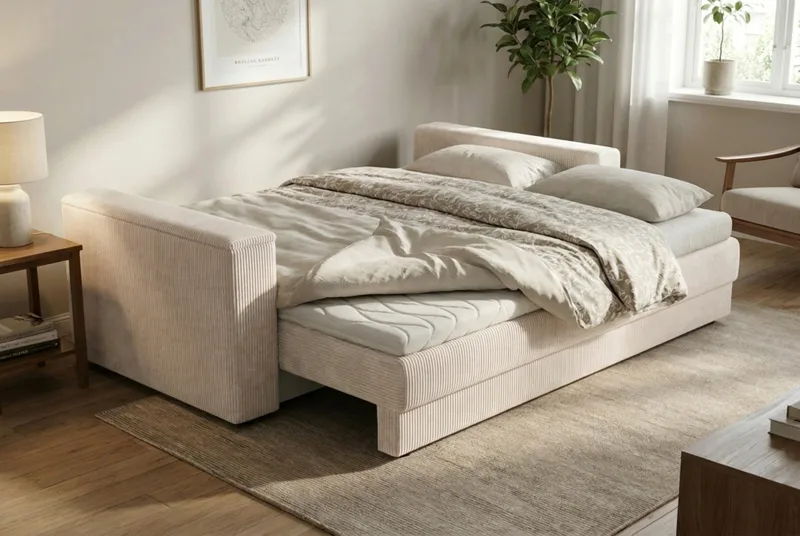 Bergen Extra djup 3-sits Bäddsoffa med Bäddmadrass i Latex och Tvättbar klädsel - Beige - Products - Möbler - Soffa - Bäddsoffa - 3 sits bäddsoffa