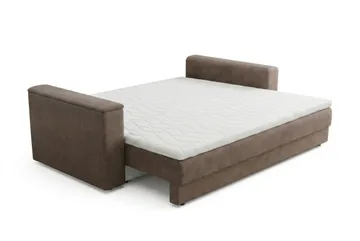 Bergen Extra djup 3-sits Bäddsoffa med Bäddmadrass i Latex och Tvättbar klädsel - Brun Tyg - Products - Möbler - Soffa - Bäddsoffa - 3 sits bäddsoffa