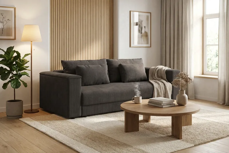 Bergen Extra djup 3-sits Bäddsoffa med Bäddmadrass i Memoryskum och Tvättbar klädsel - Brun Manchester - Products - Möbler - Soffa - Bäddsoffa - 3 sits bäddsoffa