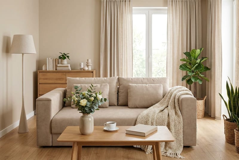 Bergen Extra djup 3-sits Bäddsoffa med Bäddmadrass i Polyesterskum Vändbar Sommar- & Vintersida och Tvättbar klädsel - Brun Tyg - Products - Möbler - Soffa - Bäddsoffa - 3 sits bäddsoffa
