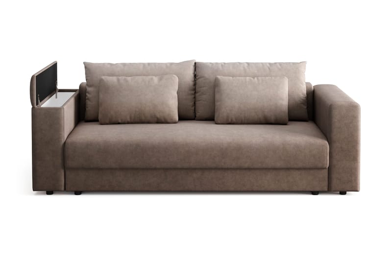 Bergen Extra djup 3-sits Bäddsoffa med Bäddmadrass i Polyesterskum Vändbar Sommar- & Vintersida och Tvättbar klädsel - Beige Tyg - Products - Möbler - Soffa - Bäddsoffa - 3 sits bäddsoffa
