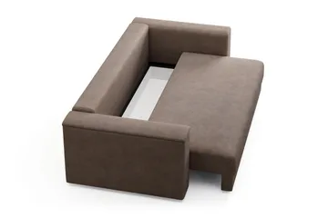 Bergen Extra djup 3-sits Bäddsoffa med Bäddmadrass i Polyesterskum Vändbar Sommar- & Vintersida och Tvättbar klädsel - Beige Tyg - Products - Möbler - Soffa - Bäddsoffa - 3 sits bäddsoffa