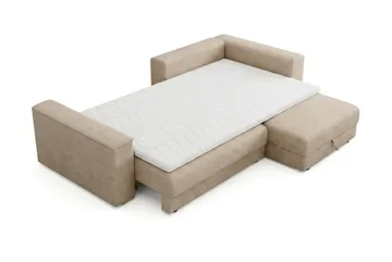 Bergen Extra djup 3-sits Bäddsoffa med Divan och Bäddmadrass i Latex och Tvättbar klädsel - Beige Tyg - Products - Möbler - Soffa - Bäddsoffa - Bäddsoffa divan