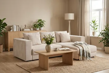 Bergen Extra djup 3-sits Bäddsoffa med Divan och Bäddmadrass i Latex och Tvättbar klädsel - Beige - Products - Möbler - Soffa - Bäddsoffa - Bäddsoffa divan