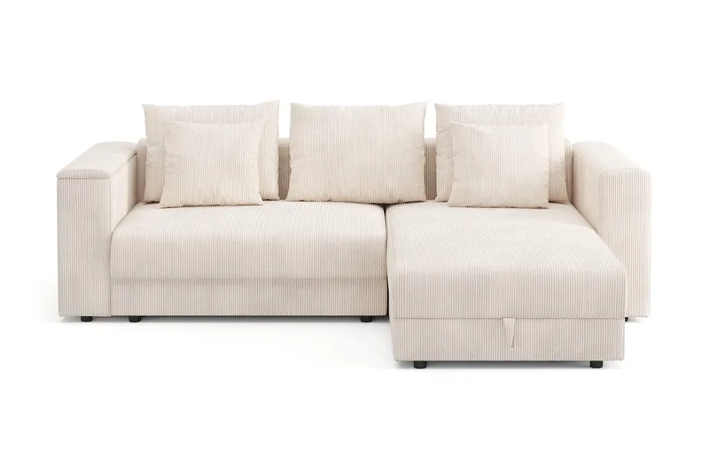 Bergen Extra djup 3-sits Bäddsoffa med Divan och Bäddmadrass i Latex och Tvättbar klädsel, Beige
