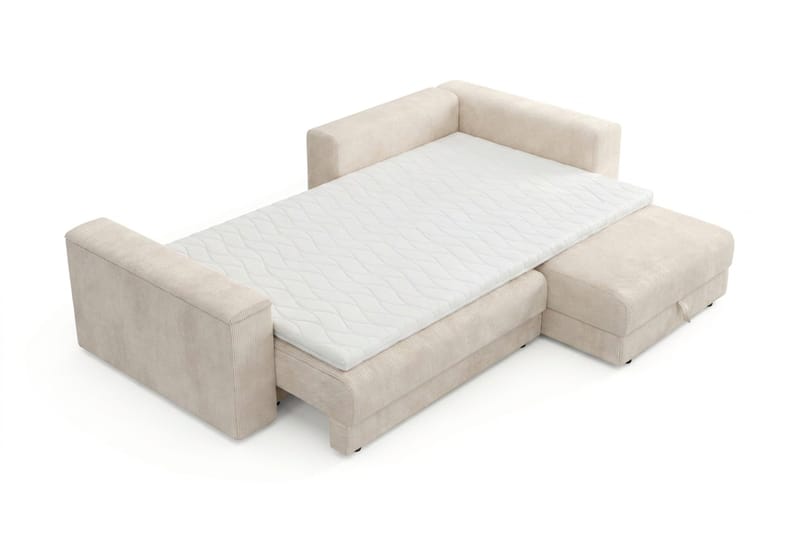 Bergen Extra djup 3-sits Bäddsoffa med Divan och Bäddmadrass i Latex och Tvättbar klädsel - Beige - Products - Möbler - Soffa - Bäddsoffa - Bäddsoffa divan