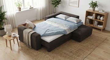 Bergen Extra djup 3-sits Bäddsoffa med Divan och Bäddmadrass i Latex och Tvättbar klädsel - Brun Manchester - Products - Möbler - Soffa - Bäddsoffa - Bäddsoffa divan