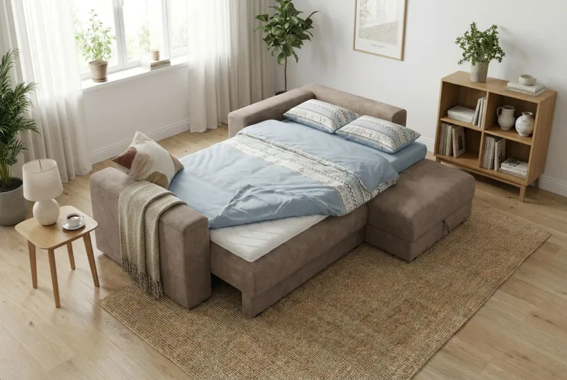 Bergen Extra djup 3-sits Bäddsoffa med Divan och Bäddmadrass i Memoryskum och Tvättbar klädsel - Beige Tyg - Products - Möbler - Soffa - Bäddsoffa - Bäddsoffa divan