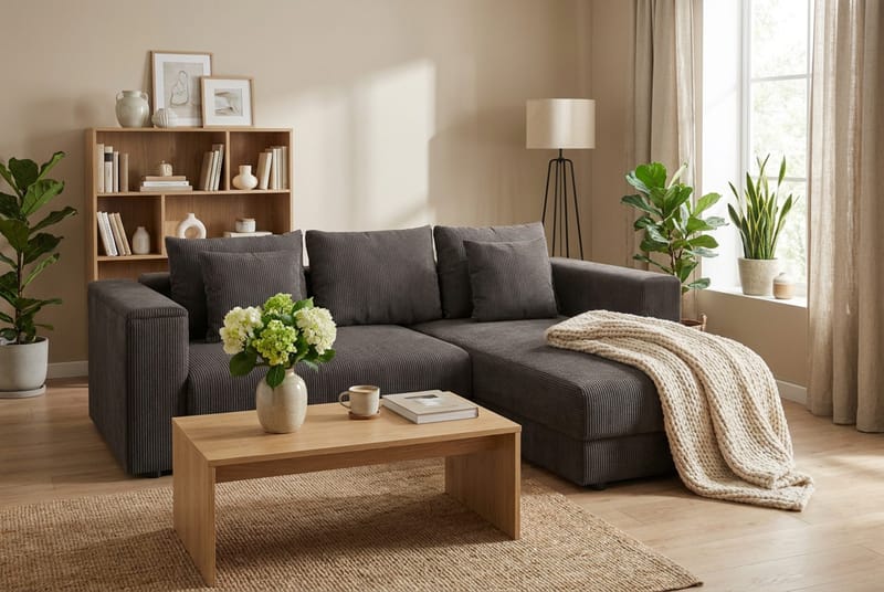 Bergen Extra djup 3-sits Bäddsoffa med Divan och Bäddmadrass i Memoryskum och Tvättbar klädsel - Mörkgrå - Products - Möbler - Soffa - Bäddsoffa - Bäddsoffa divan