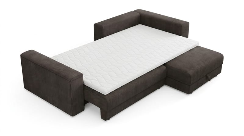 Bergen Extra djup 3-sits Bäddsoffa med Divan och Bäddmadrass i Memoryskum och Tvättbar klädsel - Mörkgrå - Products - Möbler - Soffa - Bäddsoffa - Bäddsoffa divan