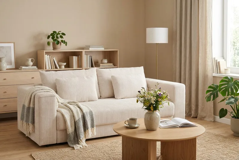 Bergen Extra Djup 3-sits Bäddsoffa med förvaring i manchester - Beige - Products - Möbler - Soffa - Bäddsoffa - 3 sits bäddsoffa