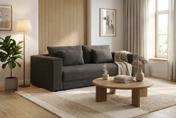 Bergen Extra Djup 3-sits Bäddsoffa med förvaring i manchester - Brun - Products - Möbler - Soffa - Bäddsoffa - 3 sits bäddsoffa