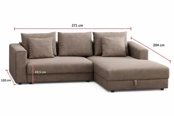 Bergen Extra Djup 3-sits Bäddsoffa med vändbar divan och förvaring - Brun - Products - Möbler - Soffa - Bäddsoffa - Bäddsoffa divan