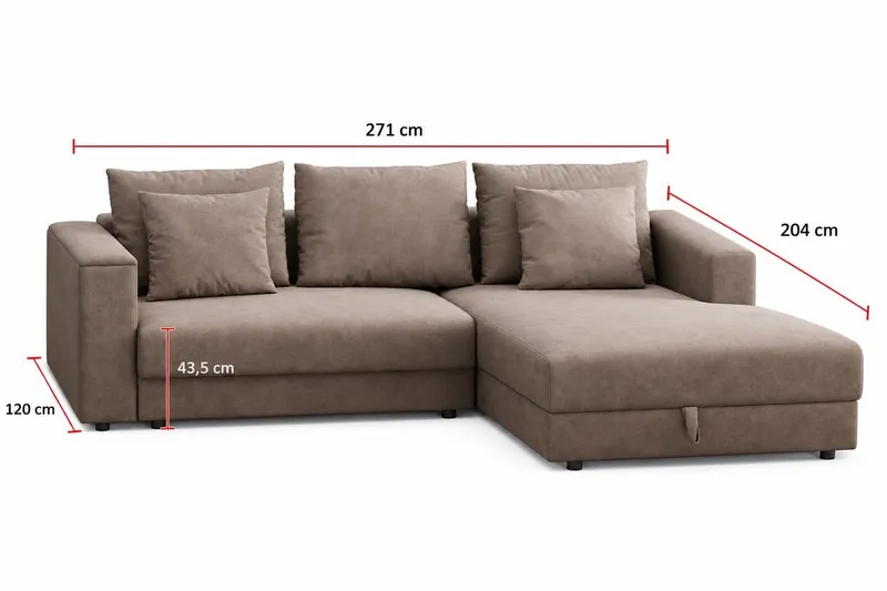 Bergen Extra Djup 3-sits Bäddsoffa med vändbar divan och förvaring - Brun - Products - Möbler - Soffa - Bäddsoffa - Bäddsoffa divan