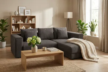 Bergen Extra Djup 3-sits Bäddsoffa med vändbar divan och förvaring i manchester - Brun - Products - Möbler - Soffa - Bäddsoffa - Bäddsoffa divan