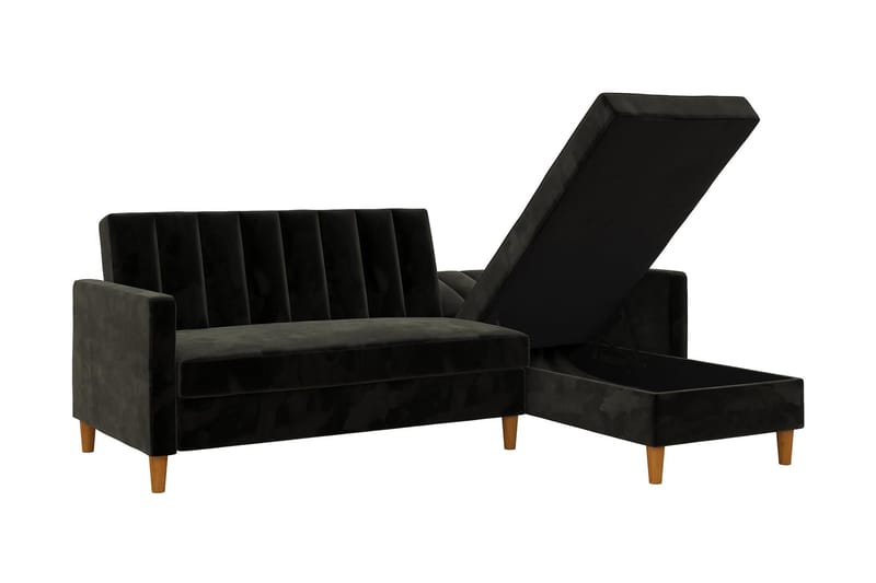Celine 3-sits Divanbäddsoffa Sammet/Svart - Dorel Home - Products - Möbler - Soffa - Bäddsoffa - Bäddsoffa divan