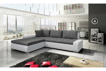 Cerys Bäddsoffa med Divan Vändbar - Vit/Grå - Products - Möbler - Soffa - Bäddsoffa - Bäddsoffa längsbäddad