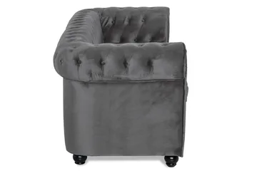 Chesterfield Deluxe 3-sits Framåtbäddad bäddsoffa i sammet - Mörkgrå Sammet - Products - Möbler - Soffa - Bäddsoffa - 3 sits bäddsoffa