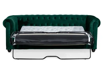 Chesterfield Lyx 3-sits Framåtbäddad bäddsoffa i sammet - Grön - Products - Möbler - Soffa - Bäddsoffa - 3 sits bäddsoffa