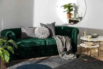 Chesterfield Lyx 3-sits Framåtbäddad bäddsoffa i sammet - Grön - Products - Möbler - Soffa - Bäddsoffa - 3 sits bäddsoffa
