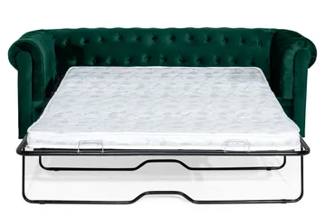 Chesterfield Lyx 3-sits Framåtbäddad bäddsoffa i sammet - Grön - Products - Möbler - Soffa - Bäddsoffa - 3 sits bäddsoffa