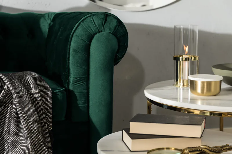 Chesterfield Lyx 3-sits Framåtbäddad bäddsoffa i sammet - Grön - Products - Möbler - Soffa - Bäddsoffa - 3 sits bäddsoffa