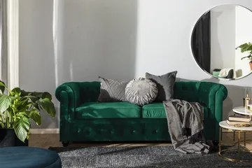 Chesterfield Lyx 3-sits Framåtbäddad bäddsoffa i sammet - Grön - Products - Möbler - Soffa - Bäddsoffa - 3 sits bäddsoffa